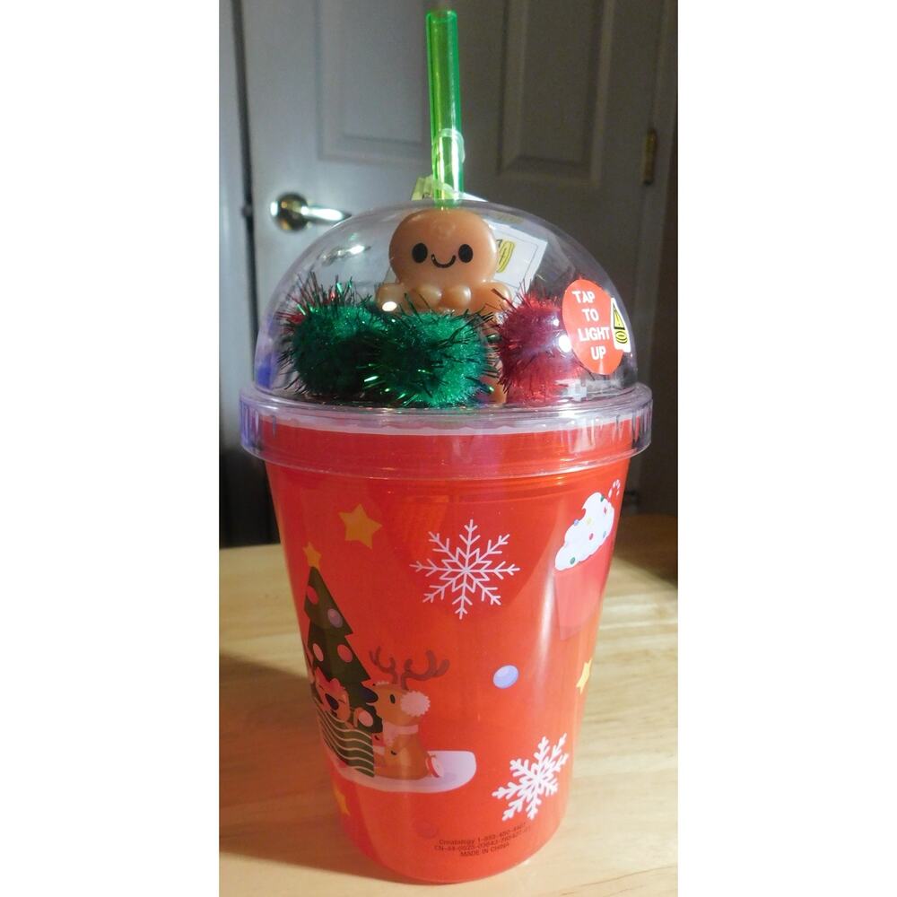Be Jolly Light Up Dome TumblerStraw Plastic 6" Drinking Cup "Creatology"